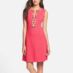 Kate Spade Edith Bauble Embellished Pink Linen Blend A Line Dress Women's size 2